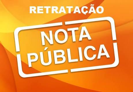 NOTA DE RETRATAÇÃO PÚBLICA