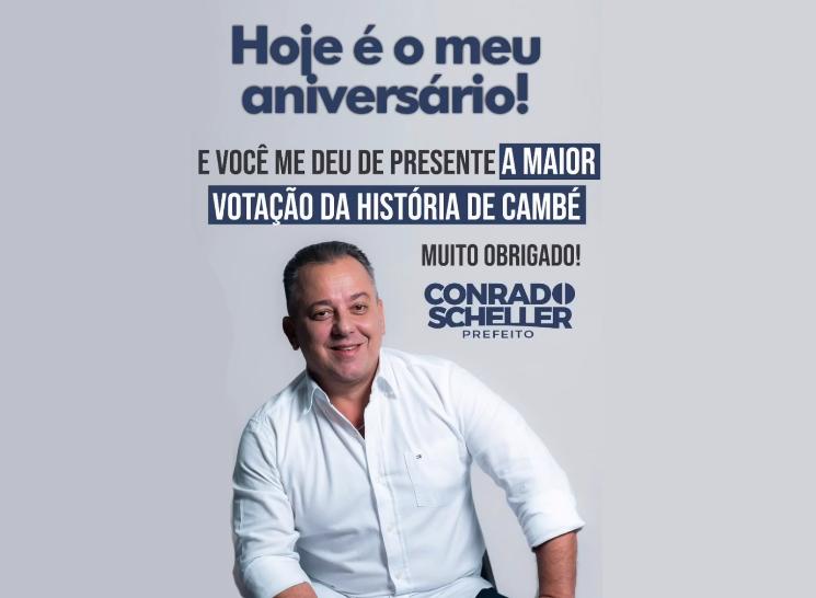 Justiça Eleitoral de Cambé recebe denúncia de contra prefeito eleito Conrado Scheller