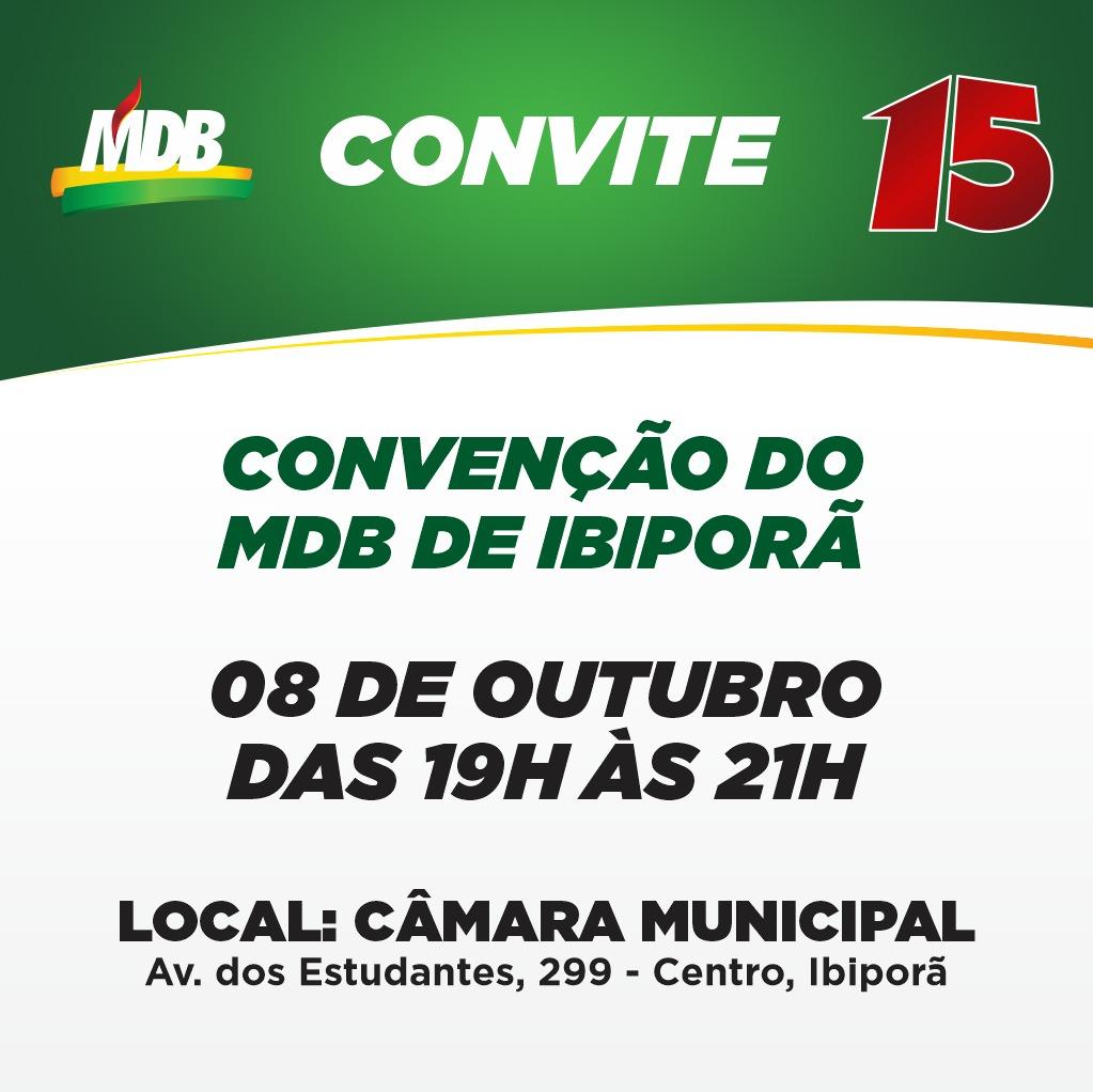 MDB de Ibiporã realiza hoje sua Convenção Municipal no plenário da Câmara