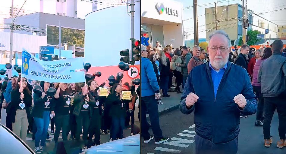 Mobilização em defesa das APAES ganha corpo em protesto realizado em Londrina